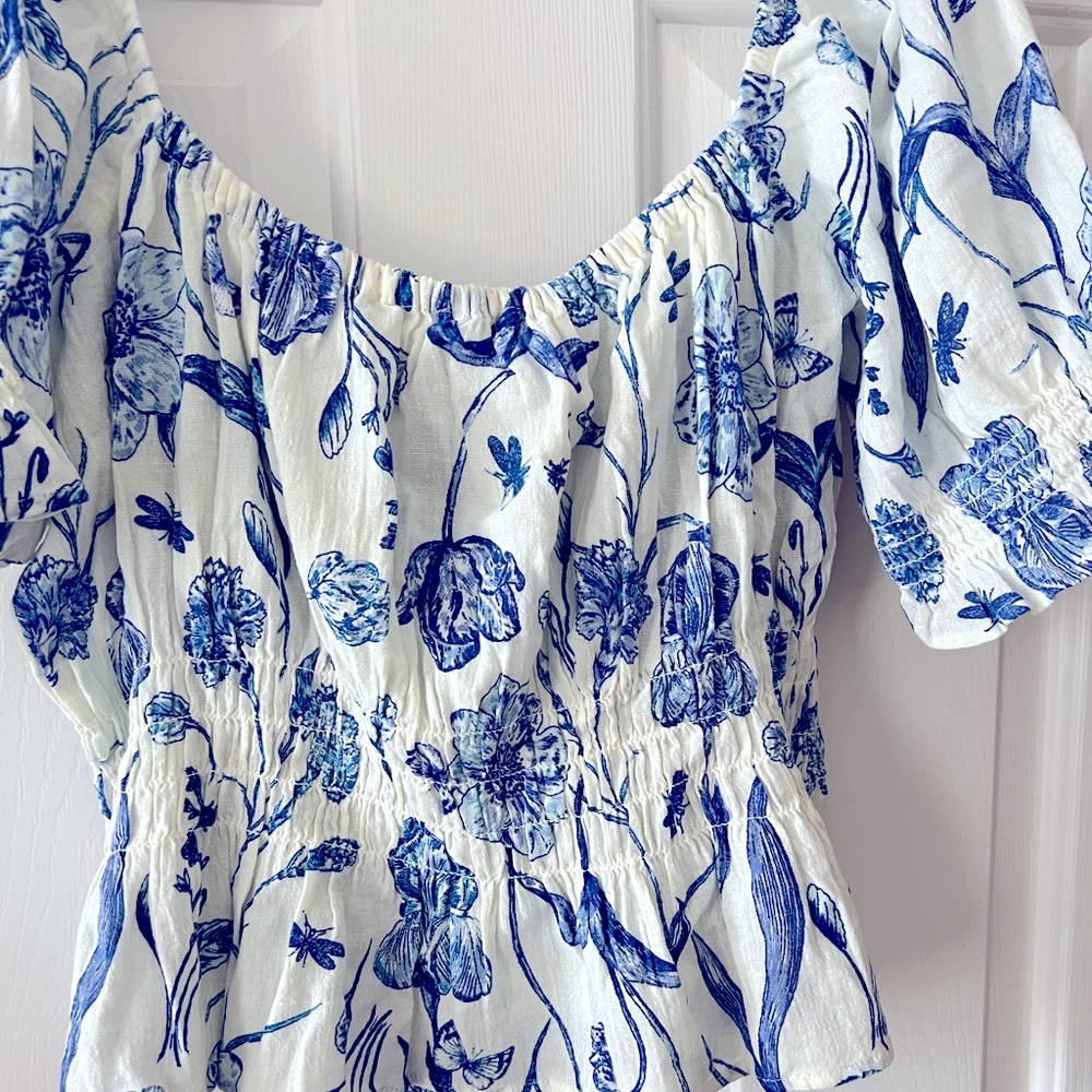 Blue flowered blouse